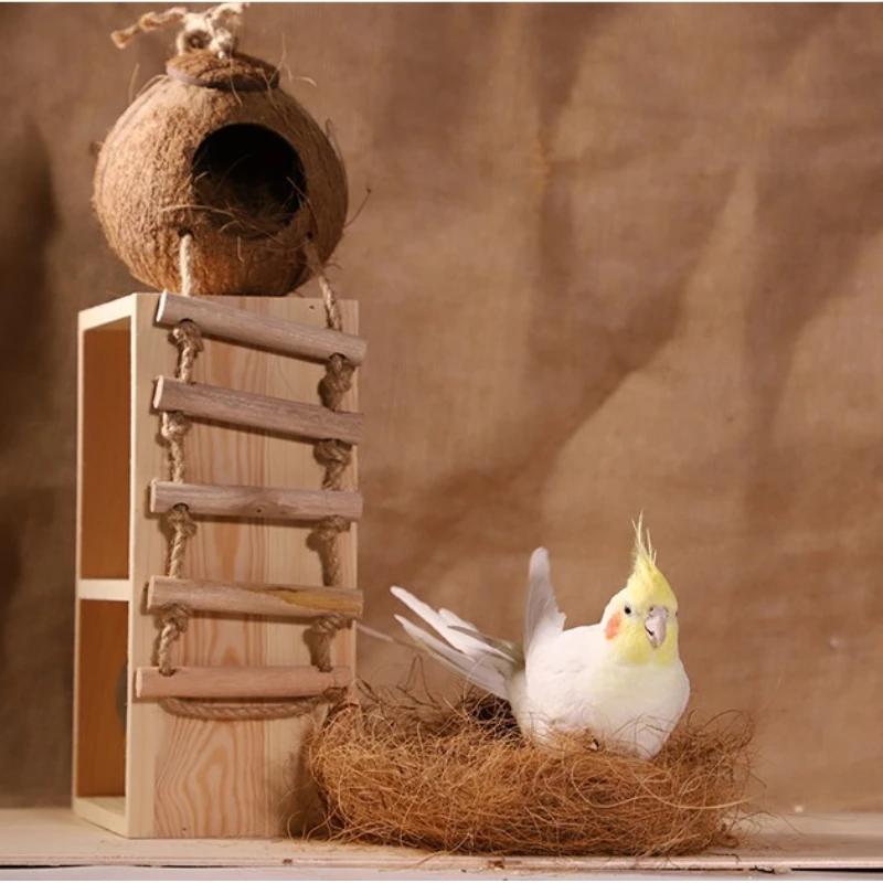 Substrate Coconut Fiber - 100g入り、鳥用のココナッツ繊維製、緩やかな質感の飼育用砂。ハミングバード、セキセイインコ、カナリア、オカメインコなどの鳥の巣箱や巣作りに適した素材。