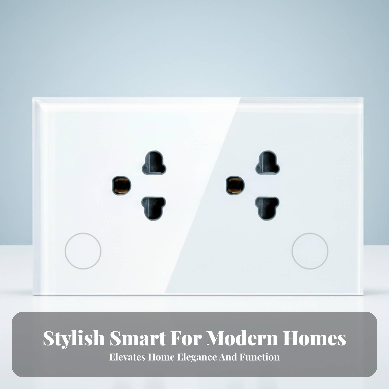 Timer Dual Outlet - Matter対応Wi-Fi壁コンセントデュアルアウトレットスマートホームプラグ、iOSホームシステム、Googleアシスタント対応、アプリ制御とタイマー機能付き