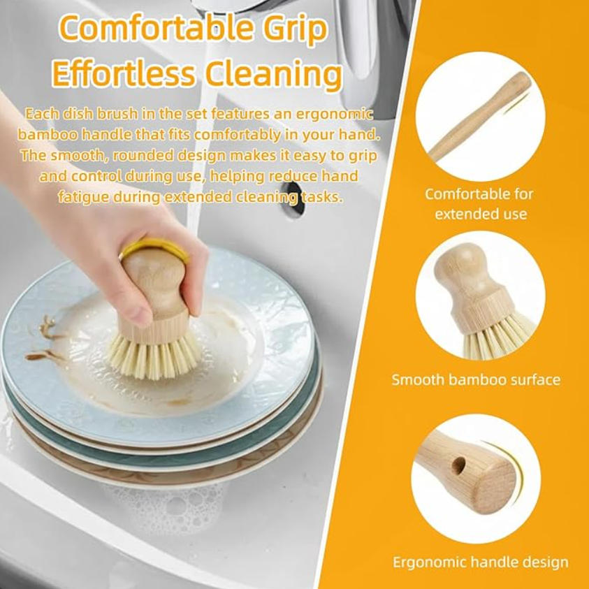 6個入り竹製食器洗いブラシセット - キッチン掃除ブラシキッ - Substrate Coconut Fiber のレビューと価格
